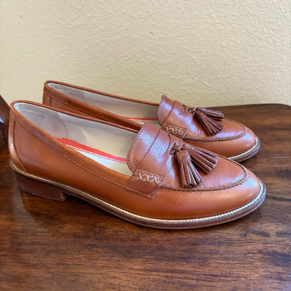 Boden Brown Leather Tassel Loafers